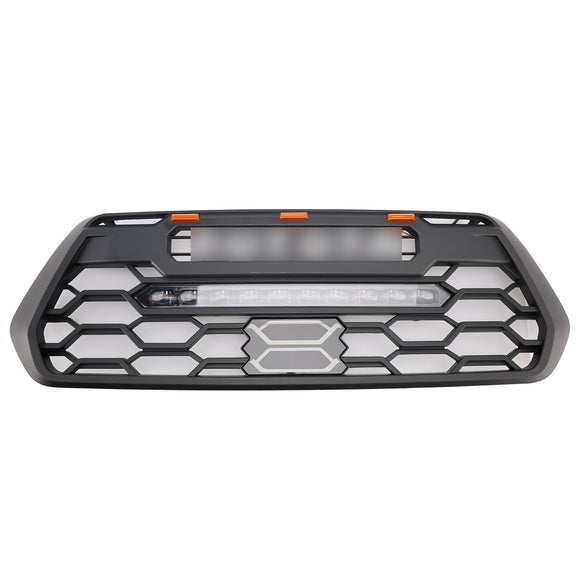 Parrilla delantera estilo barra de luz TRD Pro para Toyota Tacoma 2016-2023, color negro, con LED & Barra de luz