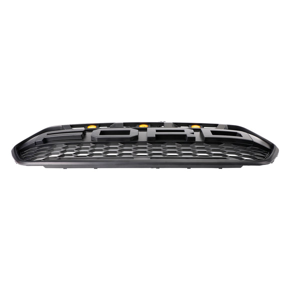 Raptor Grill For Ford Transit Custom 2018-2023 Gloss Black Front Bumper Grille W/ 3LED Light