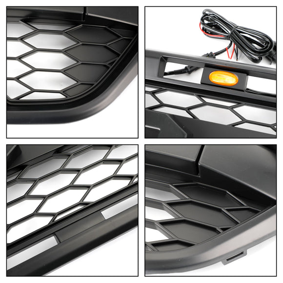 Raptor Style | Ford Transit Custom | Matt Black | 2018-2023 | Replacement Honeycomb Grill | Front Bumper Grille + LED Lights