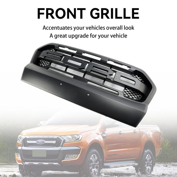 Parrilla negra mate de repuesto para parachoques delantero estilo Ford Ranger T7 Wildtrak Raptor 2015-2019