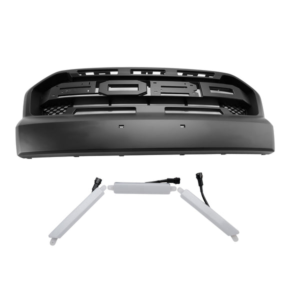 Parrilla negra Raport de la parrilla del radiador de la toma de aire de la Ford Ranger 2015-2019 con luz LED blanca