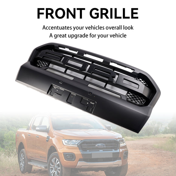 Ford Ranger Wildtrak 2019-2023 Front Bumper Black Grille Raptor Style Replacement Grill With Letter