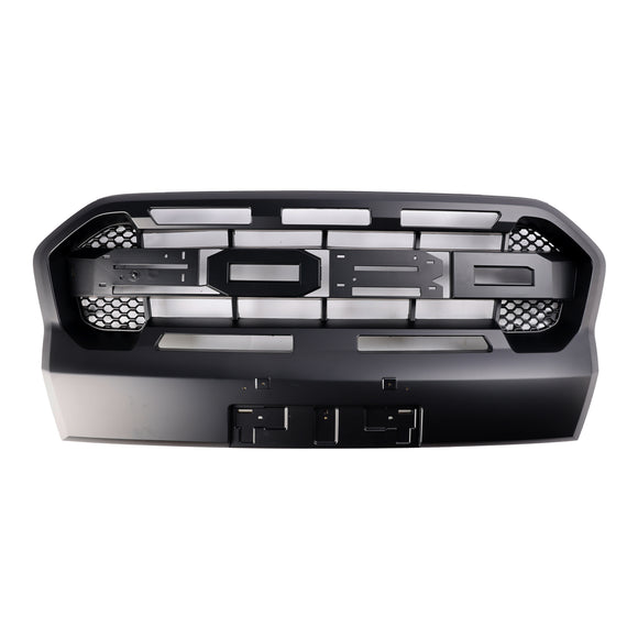 Rejilla negra mate de repuesto para parrilla de parachoques delantero estilo Ford Ranger T8 Wildtrak Raptor 2019-2023