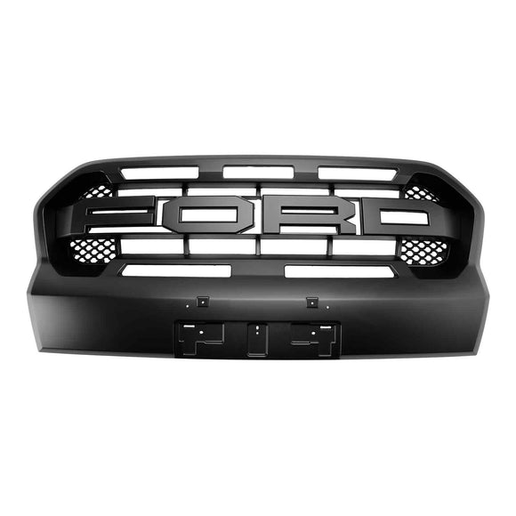 Parrilla de parachoques delantero negra mate con luz LED para Ford Ranger Wildtrak Raptor 2019-2023