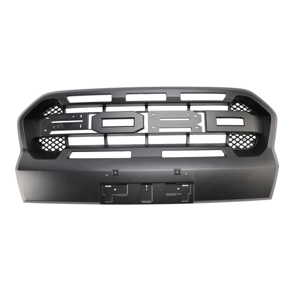 Parrilla de parachoques delantero negra mate con luz LED para Ford Ranger Wildtrak Raptor 2019-2023
