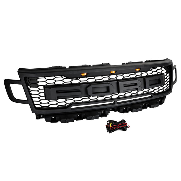 Parrilla de parachoques delantero Ford Expedition XL/XLT/Limited 2018-2021, rejilla negra estilo Raptor con LED