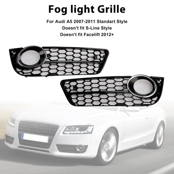 2007-2012 Audi A5 B8 Honeycomb Fog Light Grille Front Bumper Lower Cover Black Grill 1522024