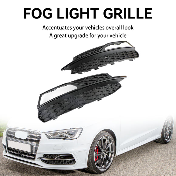 Audi A3 S-Line 8V 2013-2016 Honeycomb Fog Light Grill Front Bumper Lower Cover Black Grille 8V3807681G 8V3807682G