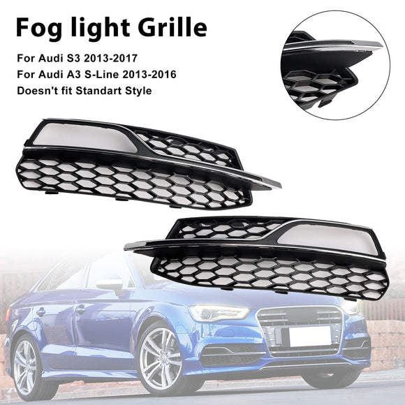 Audi A3 S-Line 8V 2013-2016 Honeycomb Fog Light Grill Front Bumper Lower Cover Black Grille 8V3807681G 8V3807682G