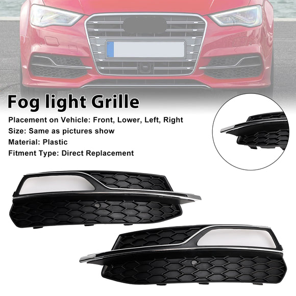 Audi A3 S-Line 8V 2013-2016 Honeycomb Fog Light Grill Front Bumper Lower Cover Black Grille 8V3807681G 8V3807682G