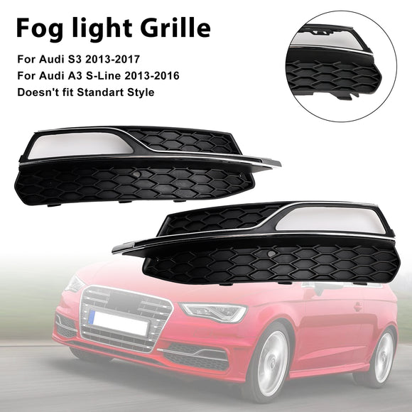 Audi A3 S-Line 8V 2013-2016 Honeycomb Fog Light Grill Front Bumper Lower Cover Black Grille 8V3807681G 8V3807682G