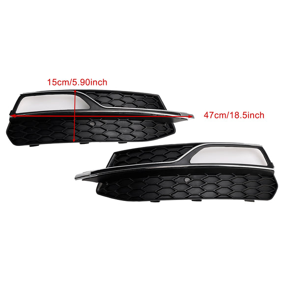 Audi A3 S-Line 8V 2013-2016 Honeycomb Fog Light Grill Front Bumper Lower Cover Black Grille 8V3807681G 8V3807682G