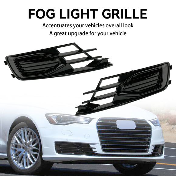 2015-2016 Audi A6 C7 Facelift 2 pièces pare-chocs avant antibrouillard couverture gril calandre inférieure noir 4G0807647T94 4G0807648T94