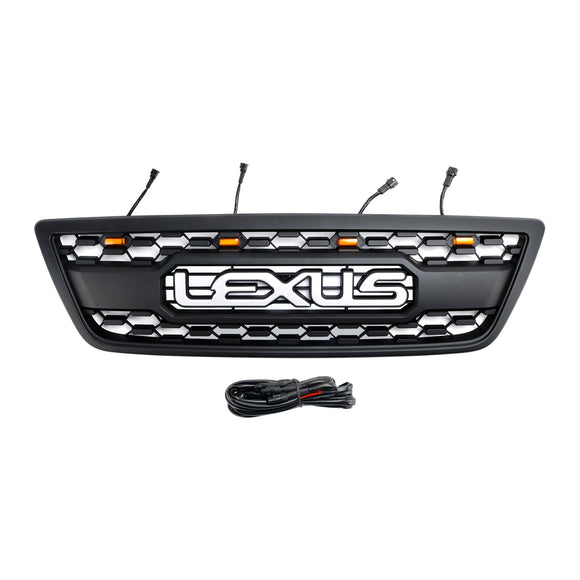 Griglia del paraurti anteriore nera opaca Lexus LX470 LX570 1998-2002 con luce a LED
