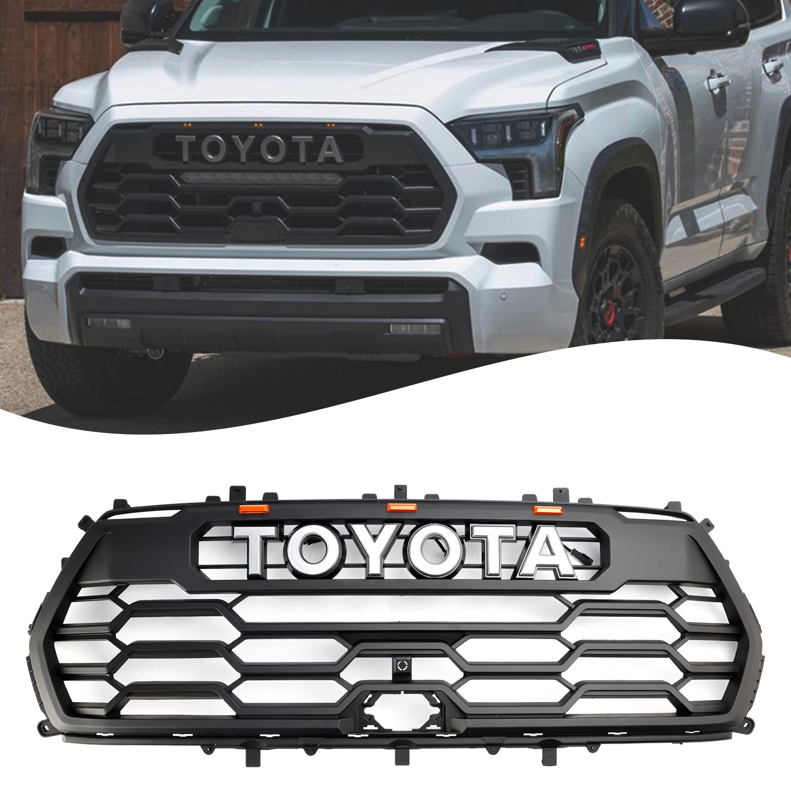 Toyota Sequoia 2022-2024 TRD PRO Style Front Bumper Grill Black Grille ...