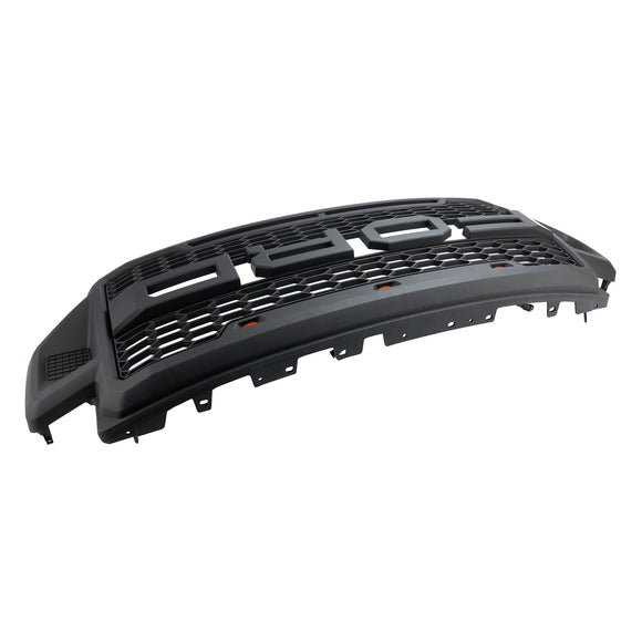 Ford F250 F350 F450 F550 | 2021 2022 | Raptor-Frontgrill | Mattschwarz | Ersatzgrill für obere Stoßstange mit Buchstaben & LED