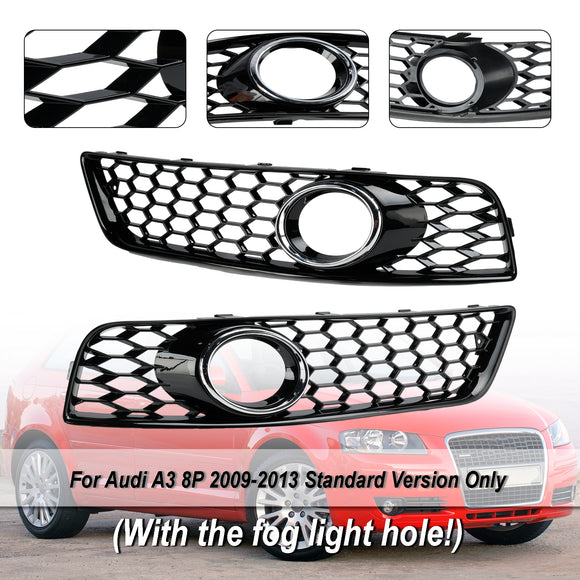 Audi A3 8P 2009-2013 Standard Version Honeycomb Bumper Front Fog Light Grille Grill Cover 8P0807682DE 8P0807681E