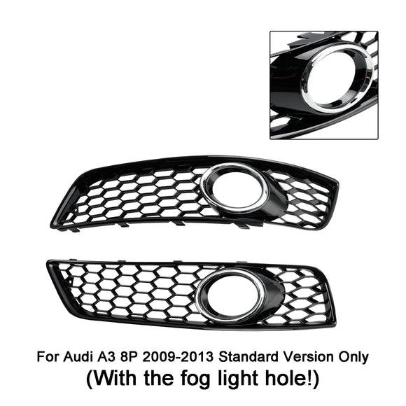 Audi A3 8P 2009-2013 Standard Version Honeycomb Bumper Front Fog Light Grille Grill Cover 8P0807682DE 8P0807681E