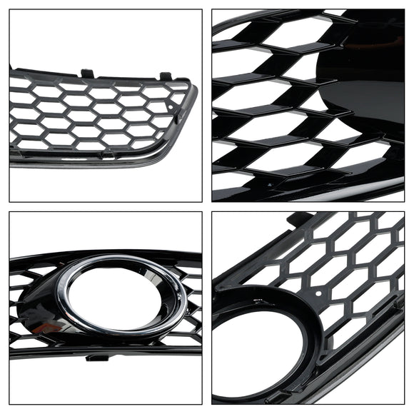 2009-2013 Audi A3 8P Honeycomb Lowe Grill Front Bumper Fog Light Grille Black Cover 8P0807682D 8P0807681D
