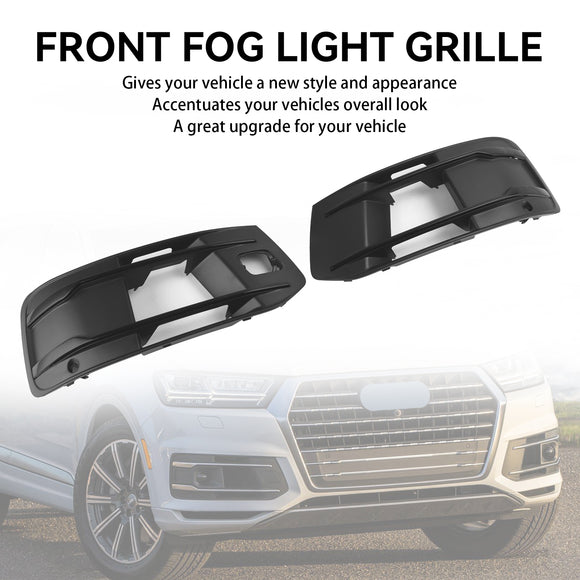 2016-2019 Audi Q7 Standard Front Bumper Lower Cover Grill Fog Light Bezel Insert Black Grille
