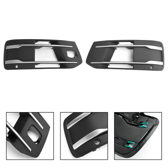 2016-2019 Audi Q7 Standard Front Bumper Lower Cover Grill Fog Light Bezel Insert Black Grille