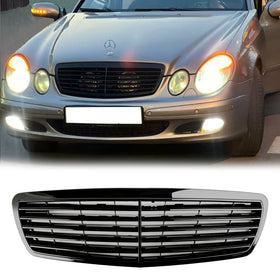 2002-2006 Mercedes-Benz W211 E-Class E320 E350 E500 E55 Front Grill Glossy Black Grille