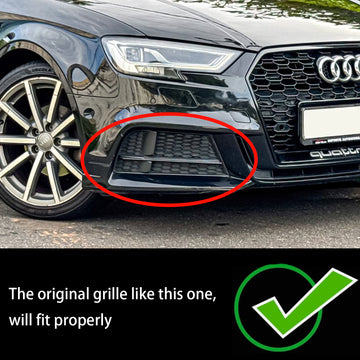 2016.5-2020 Audi A3 (8V) S-LINE / S3 Front Fog Light Cover Bezel Grill Black Chrome Honeycomb Grille 8V3807681AE 8V3807682Q - 0