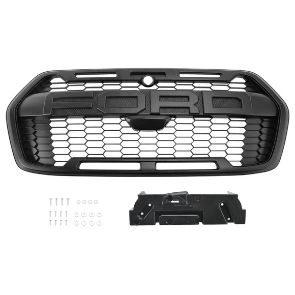 2019-2025 Ford Transit MK8 Raptor Style Grille Gloss Black Front Bumper Replacement Grill