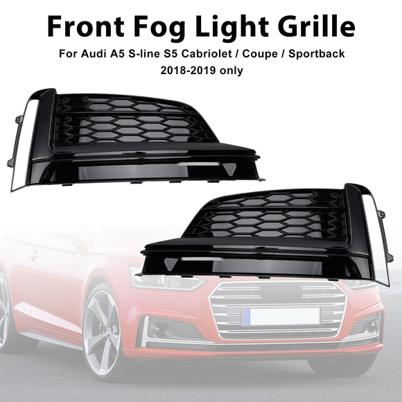 2017-2019 Audi A5 S-Line/S5 B9 Griglia fendinebbia a nido d'ape 2 pezzi Copertura inferiore paraurti anteriore Griglia nera