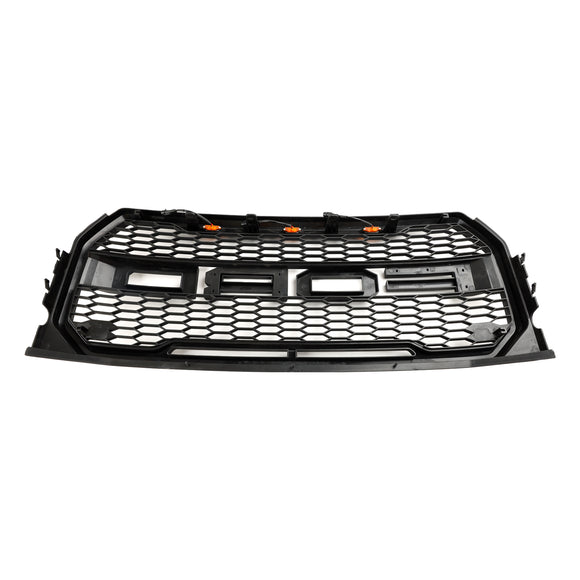 Raptor-Gitter | 2015-2017 | Ford F150 | Schwarz/Grau | Wabengrill der vorderen Stoßstange mit LED