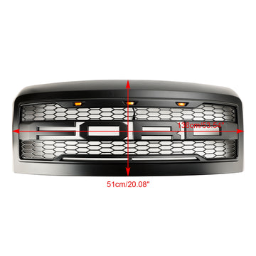 2008-2010 Ford F250 F350 F450 Super Duty Front Bumper W/ LED Lights Raptor Grill Replacement Black Grille - 0