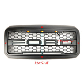 2011–2016 Ford F250/350/450/550 Super Duty Raptor Style Ersatz-Frontstoßstangengrill mit schwarzem LED-Kühlergrill - 0