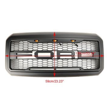 2011-2016 Ford F250/350/450/550 Super Duty Raptor Style Front Bumper Grill Replacement W/LED Black Grille - 0