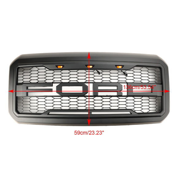 2011–2016 Ford F250/350/450/550 Super Duty Raptor Style Ersatz-Frontstoßstangengrill mit schwarzem LED-Kühlergrill