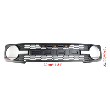 2021-2023 Ford Bronco avec lumière LED de remplacement de calandre de pare-chocs avant calandre noire mate - 0