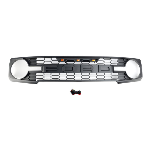 Ford Bronco 2021-2023 con parrilla negra mate de repuesto para parrilla de parachoques delantero con luz LED