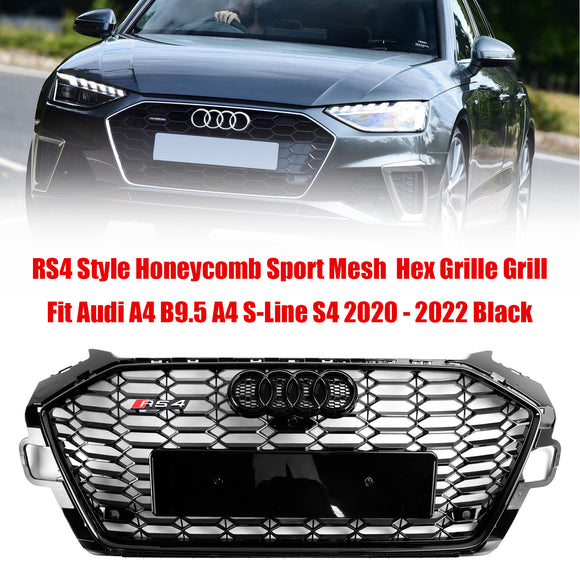 Audi A4 B9.5 A4 S-Line S4 2020–2023 RS4 Style Frontstoßstangengrill Ersatz Schwarzer Kühlergrill
