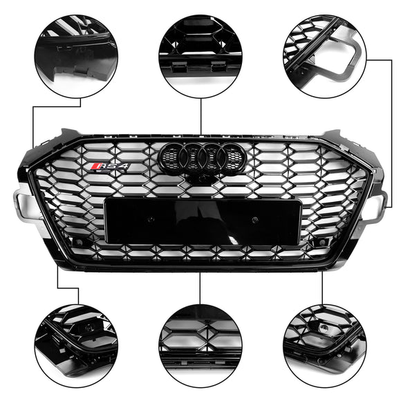 Audi A4 B9.5 A4 S-Line S4 2020–2023 RS4 Style Frontstoßstangengrill Ersatz Schwarzer Kühlergrill