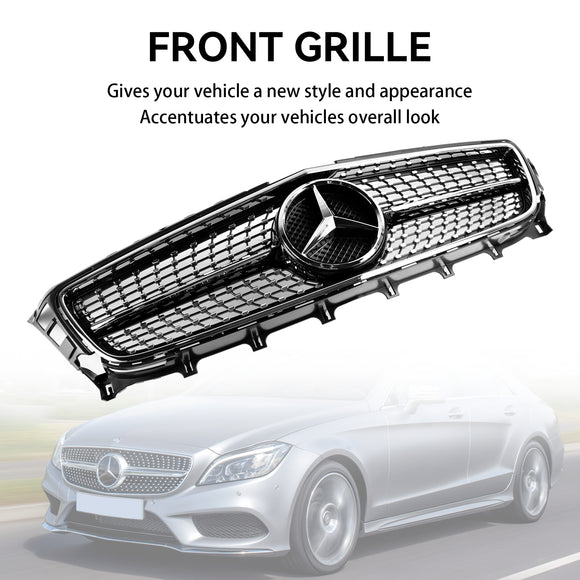 Mercedes Benz CLS W218 C218 X218 2011-2014 CLS250/350/400/500/550 Diamond / AMG Style Grille Front Bumper Black Grill