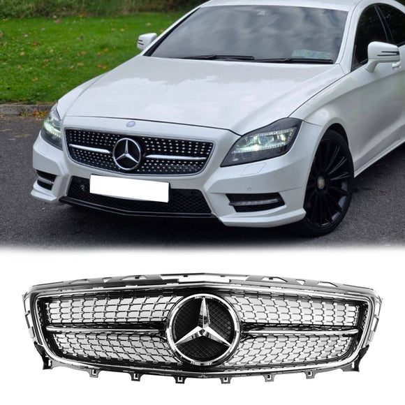 Mercedes Benz CLS W218 C218 X218 2011-2014 CLS250/350/400/500/550 Diamond / AMG Style Grille Front Bumper Black Grill