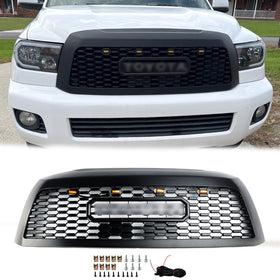 Griglia del paraurti anteriore Toyota Sequoia 2008-2018, griglia nera opaca con luci a LED