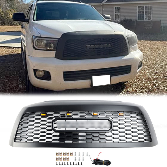 Calandre de Style TRD PRO pour Toyota Sequoia 2008 – 2018, pare-choc avant de remplacement noir avec lumière Led