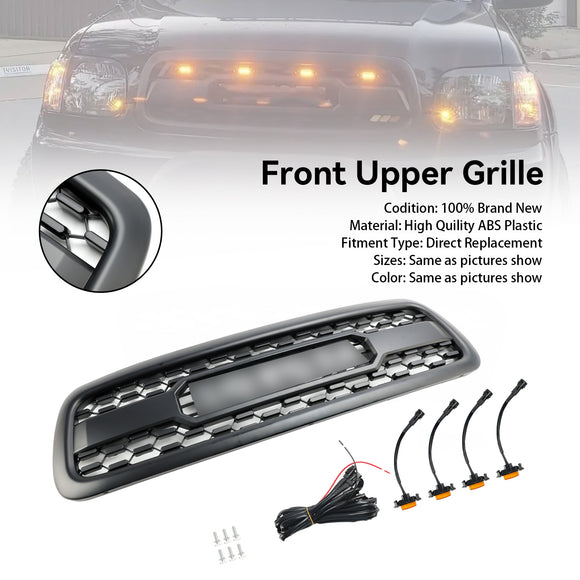Toyota Sequoia 2001-2004 Grille de remplacement avant TRD PRO Style Grille en nid d'abeille noire avec lumières LED