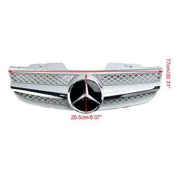 2007-2008 Mercedes Benz Clase SL R230 SL500 SL550 SL600 SL63 AMG Parrilla de parachoques delantero Parrilla cromada plateada - 0