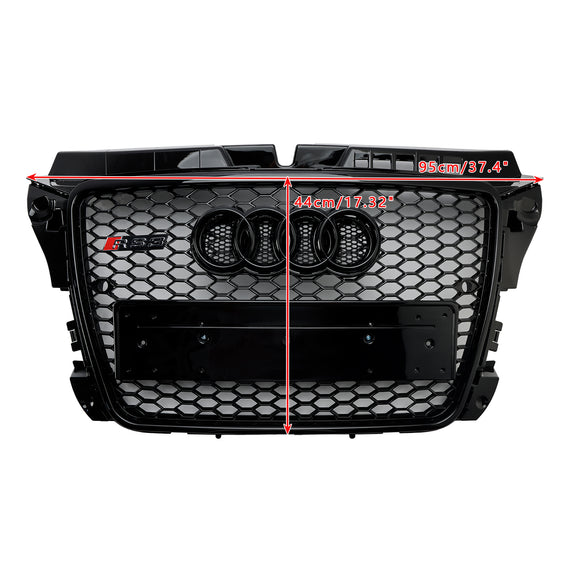 2008–2013 Audi A3 S3 8P Waben-Frontstoßstangengrill im RS3-Stil, glänzend schwarzer Kühlergrill
