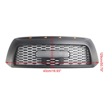 Parrilla delantera de repuesto TRD PRO para Toyota Tundra 2006-2009, color negro mate, con luz LED & Carta - 0