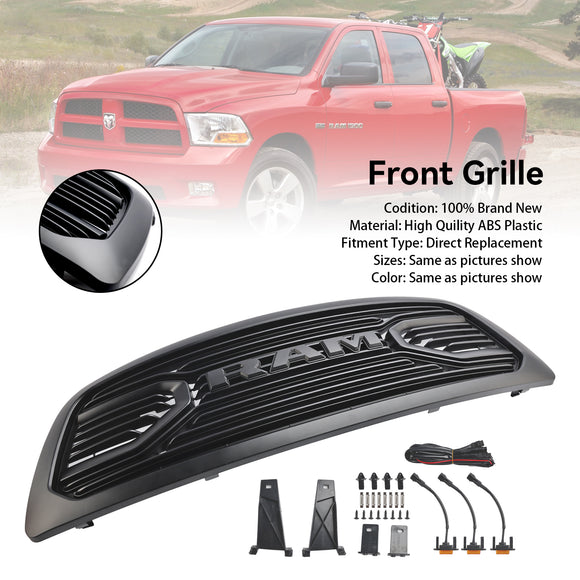 Dodge Ram 1500 2009-2012 Griglia paraurti anteriore stile Big Horn Griglia di ricambio nera opaca con luci a LED