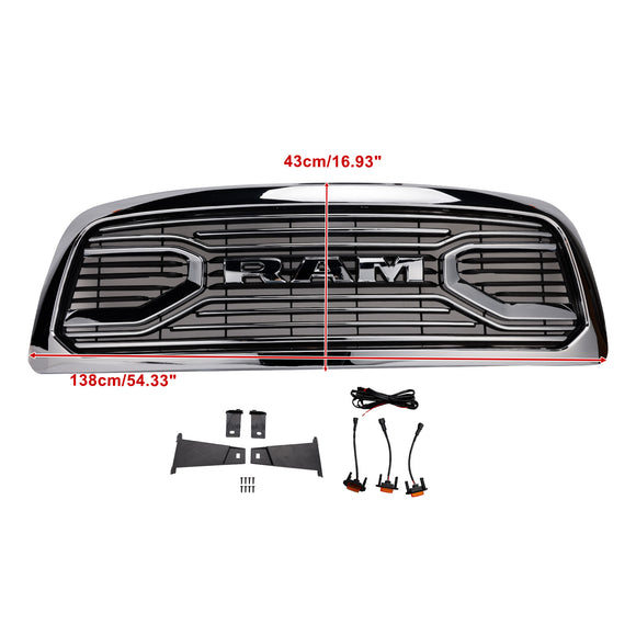 Dodge Ram 1500 2009-2012 W/ Led Light Grille Chrome Front Bumper Grill