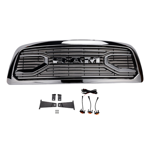 Dodge Ram 1500 2009-2012 W/ Led Light Grille Chrome Front Bumper Grill
