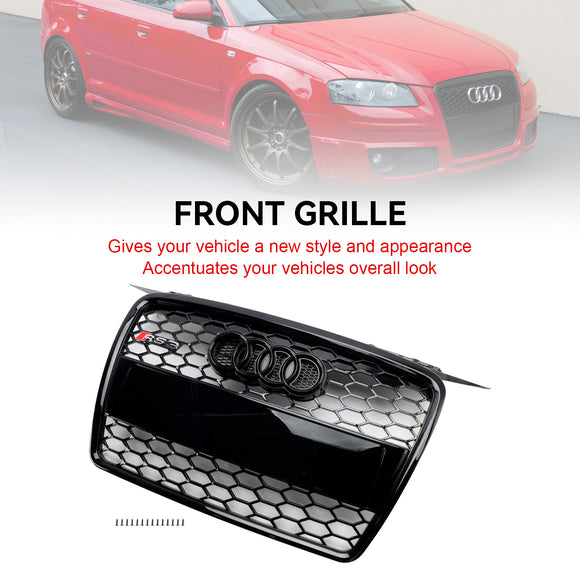Audi A3 8P 2004-2008 Pre-Facelift RS3 Style Front Bumper Grill Black Honeycomb Grille
